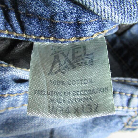 Axel Jeans Mens Size 34x32 Blue Relaxed Straight Denim Biker Cowboy Western - Picture 13 of 16